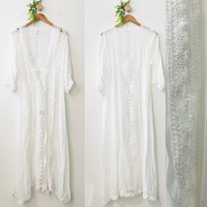 Elan Kimono Boho Lace Beach Resort Gorgeous Fancy Elegant Duster Cover Up